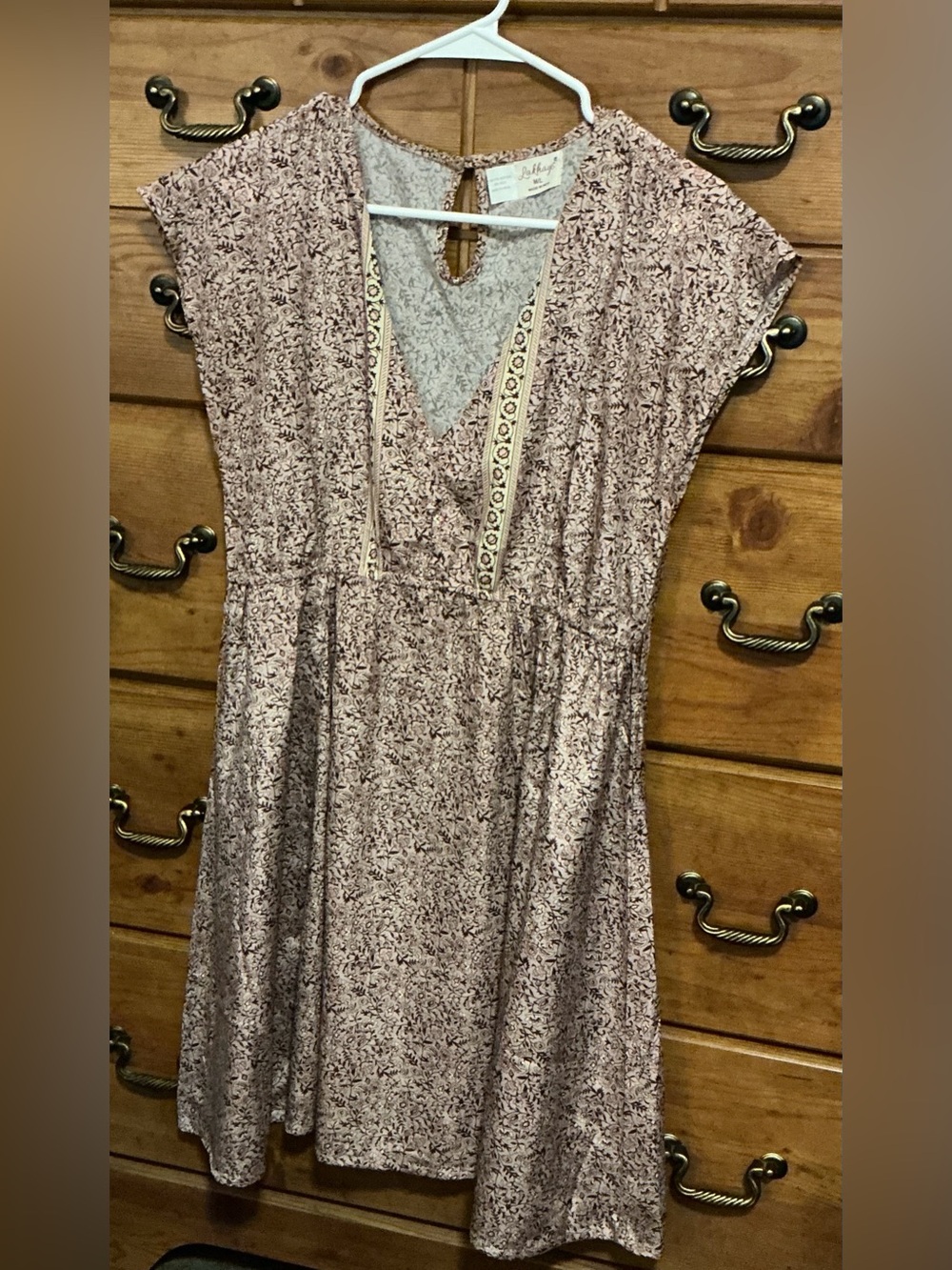 Boho Floral Midi Dress in Dusty Mauve